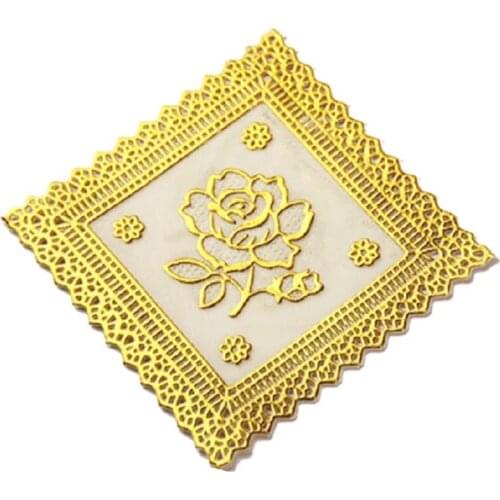 Hot Lace PVC Gold Plastic Table Place Mat Pad Cloth Cup Wedding Dining Tea Coffee Coaster Placemat Mug Doily Drink Kitchen
