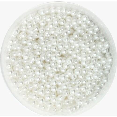 Hot Fashion 4mm Dia. 29g(approx 1000pcs) Round Pearl Imitation Plastic Acrylic ABS Pearl Beads White for DIY Jewelry Necklace