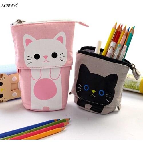 Mutifunctional Stand Up Pencil Holder Telescopic Pencil Case Storage Box Stationery Pouch Bags FC