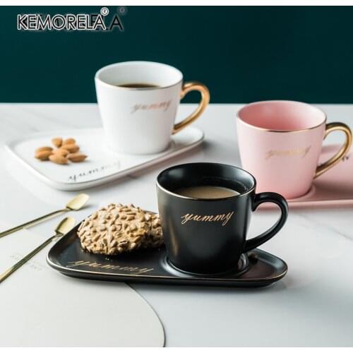 260ML Phnom Penh Coffee Cup Mugs Creative Environmental Protection Coffee Utensils Gold Spoon And Saucer Set Suitable For Coffic