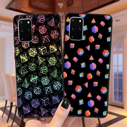 Rainbow Dice Set Phone Case For Samsung Galaxy S20 FE S8 S9 S10 Plus S10E Note 20 Ultra 10 Lite Black Soft Silicone Cover