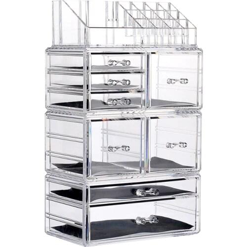Transparent Acrylic Makeup Organizer Lipstick Holder Display Rack Case Cosmetic Nail Polish Make Up Organiser Large Capacity