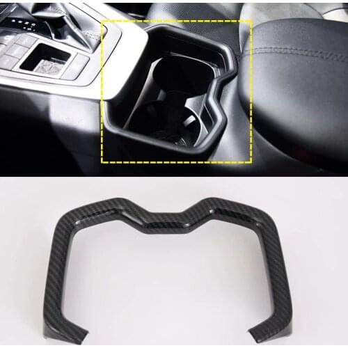 For Toyota RAV4 RAV 4 2019 2020 ABS Carbon Fiber Front Water Cup Holder Protection Moulding Cover Trim Sticker Car Accessories