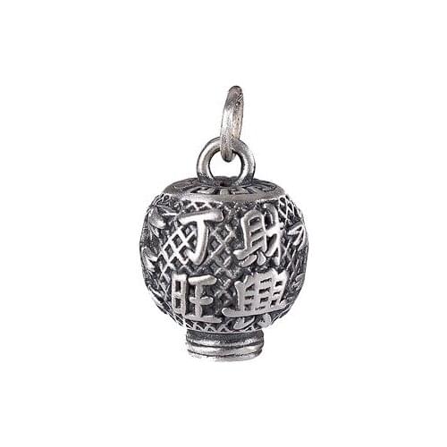 S990 pure silver Retro Distressed Literature and Art Bamboo leaves Lantern All-matching Men and women Sterling silver Pendant