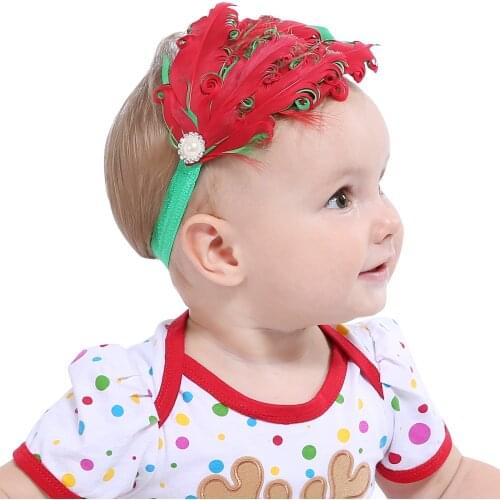 Christmas Feather Rhinestone Headband Childrens Headband Headband