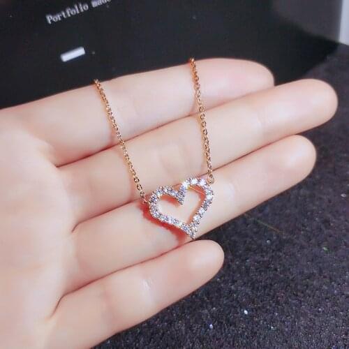 Luxury Zircon Love Heart Shape Necklace High Quality Exquisite Feminia Women Choker Wedding Bridal Jewelry Necklace Pendant