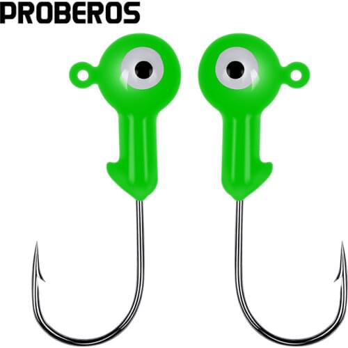 PORBEROS 50pcs/lot Jig Big Hooks Round Head Fishing Lures JIGS HOOKS 1G-2G-4G-5G-7G-10G Fishing Hook 5 Colors FISHHOOKS