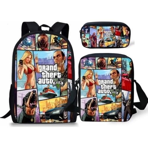 Hot Games GTA 5 Print Schoolbag Personalized Pattern Book Bags Teenagers School Backpack Custom Child Mochila