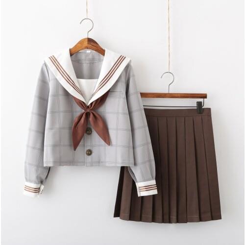 Student uniform Japanese school uniforms anime COS sailor suit tops+tie+skirt JK Navy style Students clothes short sleeve