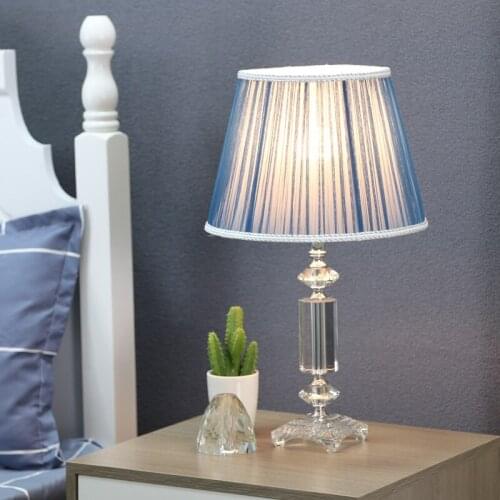 Modern Fashion Simple Romantic Blue Crystal Table Lamp For Warm Bedroom Bedside Study Room Living Room Decoration Night Light