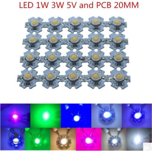 10PCS LED 1W 35mli 3W 45mli 5V Bulb High-Power Pink Red White Green Blue RGB Light Source With Aluminum Substrate Lamp Beads PCB