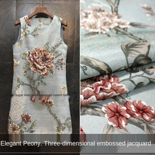Three-dimensional embossed peony yarn-dyed jacquard windbreaker jacket fabric, sewing fabric factory shop is not out of stock