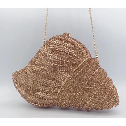 Conch Shape Gold Women Clutch Bag Best Gift To Girls Shoulder Chain Clutches Handbags Fashion Women Evening Party Prom Purses
