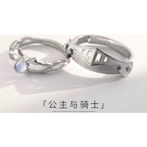 Vintage Whole 100% 925 Sterling Silver Original Couple Ring Luxury Openable Rings Resizable Crown Charm Knight and Princess Love