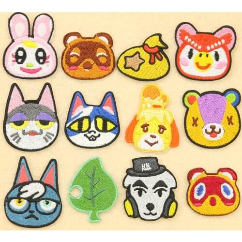 Funny Animal Iron On Patches For Clothing Cute Puppy And kitten avatar Embroidered Patches On Clothes Animal Clothing Stripes