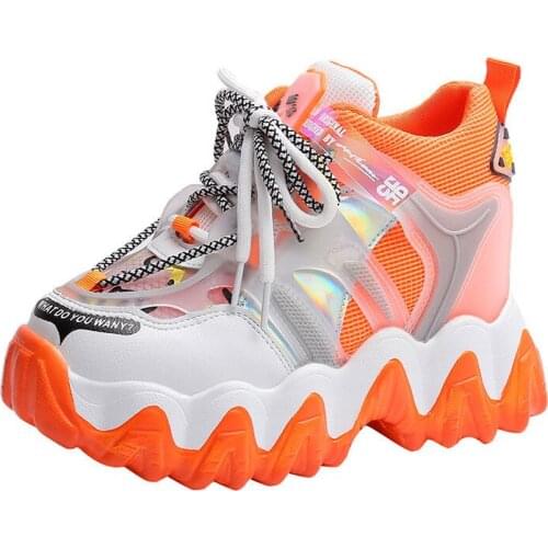 New Ladies Chunky Sneakers Fashion Thick Bottom Sneakers Ladies Wedge Heel Ladies Hollow out breathable Sports Dad Shoes