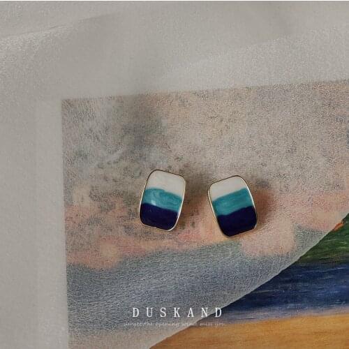 S925 Silver Needle Plating 14K Gold Stud Earrings Female Pendientes 925 Mujer Green Jewelry 925 Silver Earrings Earrings Korea