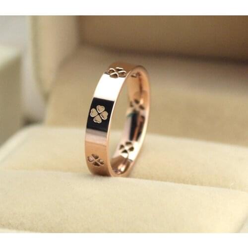 Titanium Steel Hot Fashion Rose Gold color Women Hollow Out flower Depth 4 mm Cheap Finger Rings US size 3 to 10 Available
