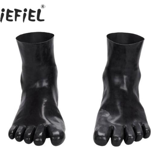 1 Pair Black Unisex Five Toe Socks High Latex Short Ankle Sock Glossy Hosiery Costumes Accessories for Club Stage Performance
