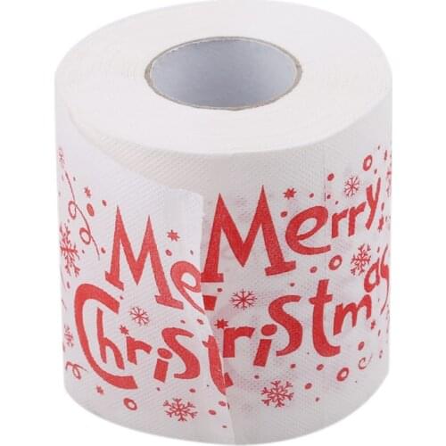 1 Roll Santa Claus Printed Merry Christmas Toilet Paper Tissue Table Room Decor Christmas Party Ornament DIY Craft Paper