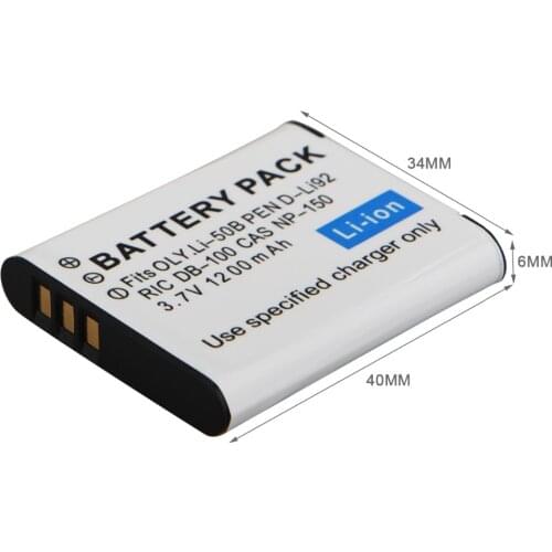 1pc 1200mAh Li-50B Li50B Li 50B D-Li92 DLi92 Rechargeable Camera Battery for Olympus Stylus U1010 U1020 U1030 Touch Series