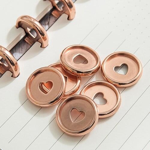 1pc Heart Notebook Mushroom Hole Button Notepad Plastic Ring Loose Leaf Coil 360 Degree Foldable Disc Buckle Office Supplies
