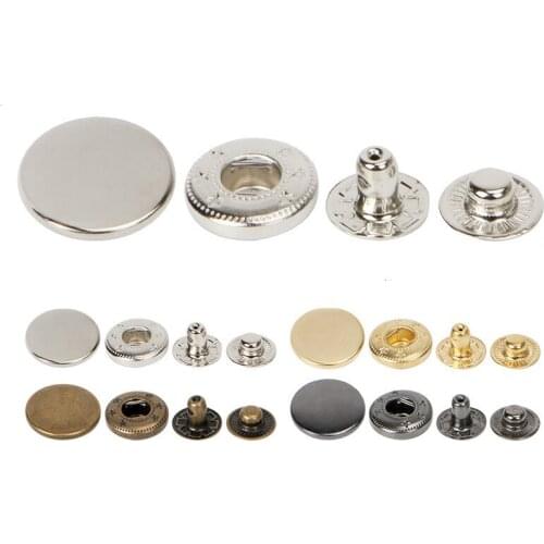100 Sets/pack Brass Press Studs Sewing Button Snap Fasteners Sewing Leather Craft Clothes Bags Handmade DIY 15mm/17mm 831