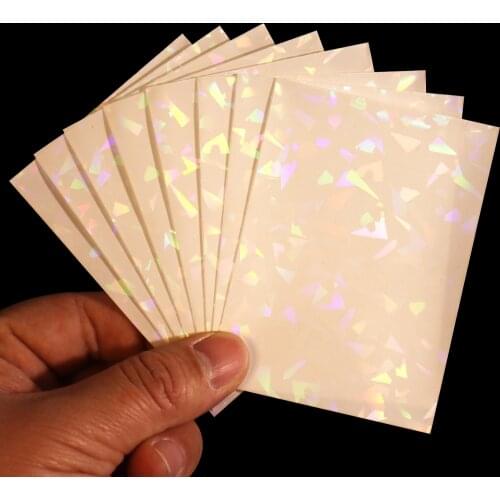 100 PCS/LOT White Broken Gemstone Glass Laser High End Gaming Cover Film Hologram Diamonds Idol Photo Card Sleeves 66x91mm