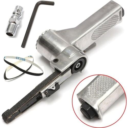 3/8" Air Belt Sander Air Angle Grinding Machine with Sanding Belts for Air Compressor Sanding Pneumatic Tool Set