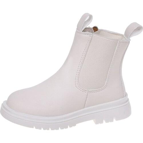 3 Color Fashion Leather Girls Martin Boots Zipper Children Ankle Boots Spring and Autumn Non-slip Waterproof PU Kids Boys Shoes