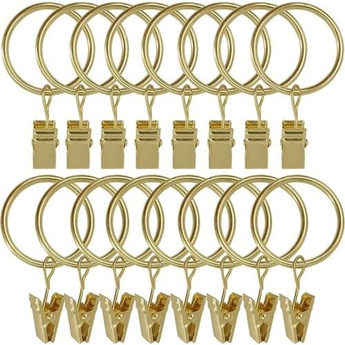 40PCS Curtain Rings with Clips, Strong Drapery Clips Hooks on Tension Rod Bracket, 1.26 Inch Interior Diameter