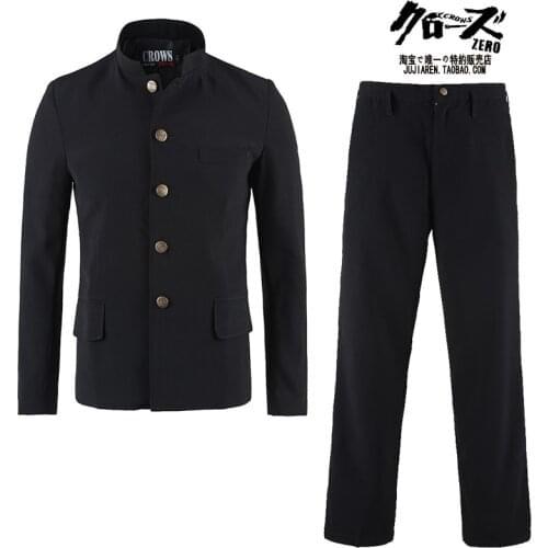 Free Shipping New Japanese Suzuran school uniform male mens boy slim blazer chinese suit set jacket+pants Korean long Genji
