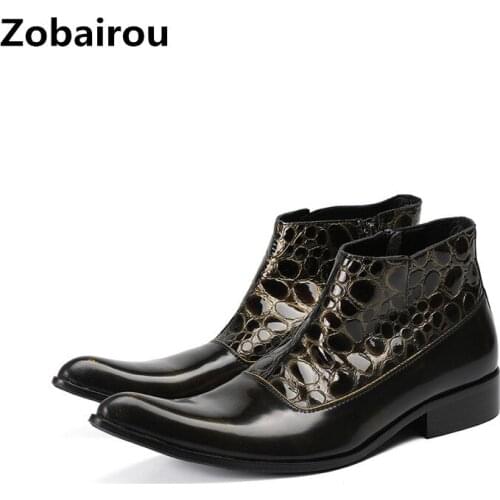 Botas hombre autumn spring british style pointed toe military ankle boots genuine leather work shoes men wedding dress shoes