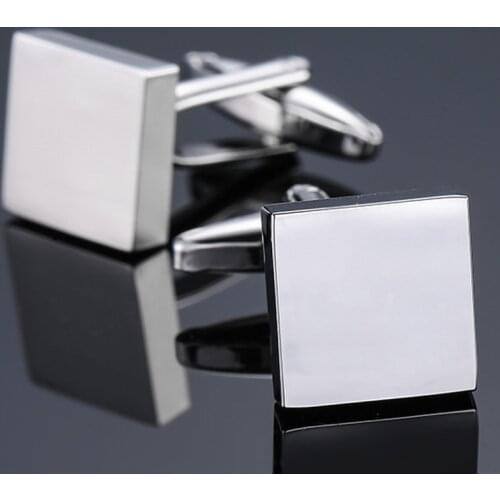Brand new high quality square Cufflinks fashion suit brand jewelry laser metal Cufflinks mens Wedding Shirt Badge Pin