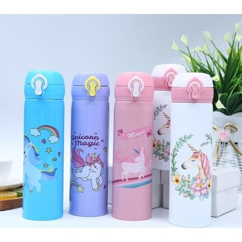 Stainless Steel Cartoon Bouncing Thermos Cup Student Unicorn Cup Kawaii Water Cup Drinkware Cute Water Bottle for Girls Kawaii