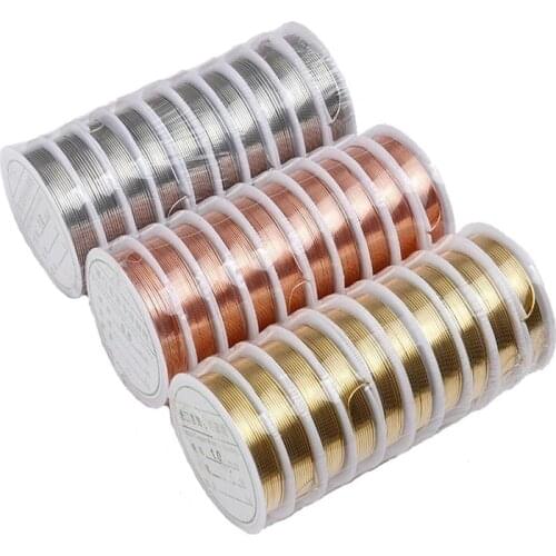 Colorfast Copper Wire For Bracelet Necklace Jewelry DIY Accessories 0.2/0.25/0.3/0.5/0.6/1.0mm Craft Beads Rope Beading Wire