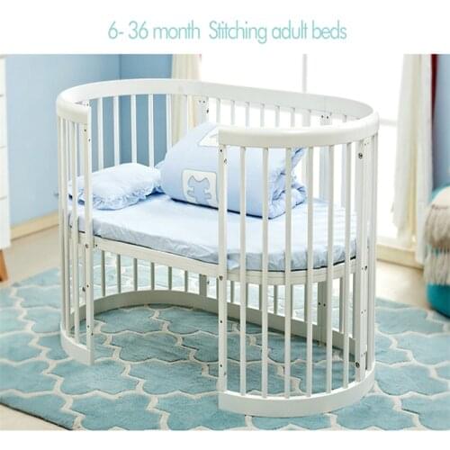 Baby bed eco-friendly baby crib round bed EU Style Multifunctional Baby Game Bed Solid Wood Circular Bed chair table For newborn