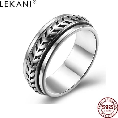 LEKANI Vintage Street dance Rock Punk Cocktail Rings Cool Gothic 925 Sterling Silver Unisex Party Jewelry Ring For Women And Men