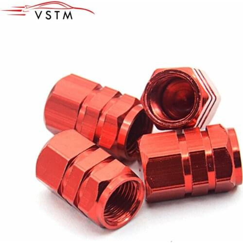 4pcs/set Aluminium alloy Car Tire Valve Caps Red Color Car-Styling Tyre Stems Air Caps Auto Wheel Cover Tire Accessories