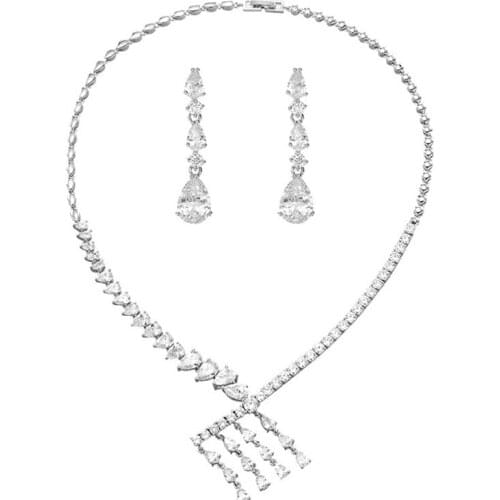 New Bridal Necklace Earring Set With Zircon Necklace Earring Set Wedding Bridal Party Jewelry Set Dress Up