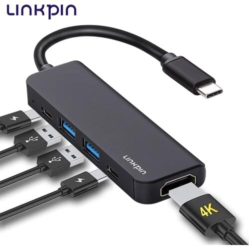 LINKPIN USB-C Hub 5-in-1, 4K HDMI, 2X USB-A, 2X USB-C, 60W Power Delivery for Windows/Mac/Google laptops and Tablets