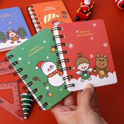 Mini Coil Notebook Santa Claus Notepad Kawaii School Diary Notebooks For Students Journal Planners Office School Supplies 80x105