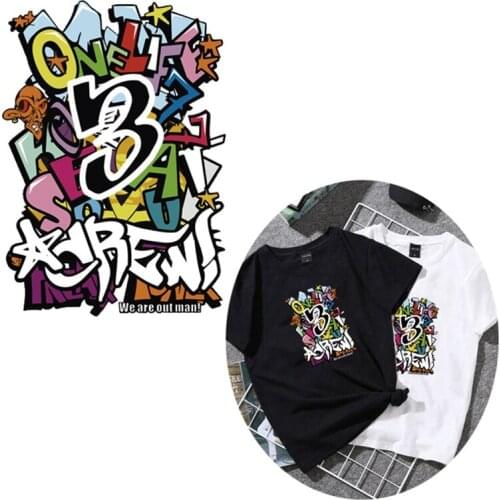 Fashion Patch Colors letter deal with it Clothes Heat Transfer Printing T shirt Women Iron on Patches for Clothing PVC Stickers