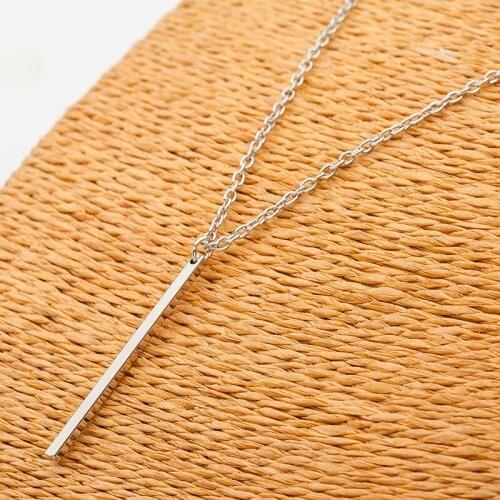 Fashion Jewelry Sequined Metal Bar Necklace Creative Simple Pendant Necklace Hollow Long Necklace Womens Elegant Necklace