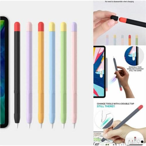 Soft Silicone Pen Sleeve Protective Case Stylus Cap Cover Non Slip Candy Color Pen Skin For Apple Pencil 1st/2nd Gen