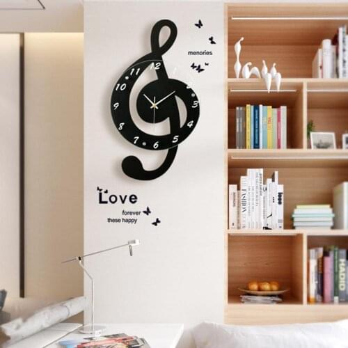 New 3D G-Clef Music Note Wall Clock Modern Minimalist Wall Clock Quartz Movement for Bedroom Living Room Personality Decoration
