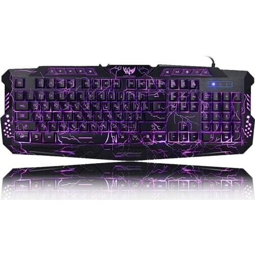 NEW M200 Purple/Blue/Red LED Breathing Backlight Pro Gaming Keyboard Mouse Combos USB Wired Full Key Professional Mouse Keyboard