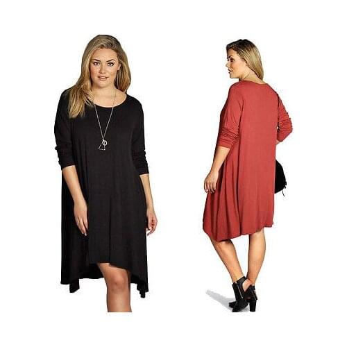 2018 New Women Dress Spring/Summer Fits Solid Long Sleeve Loose Casual Dresses Plus Size Women Sundress
