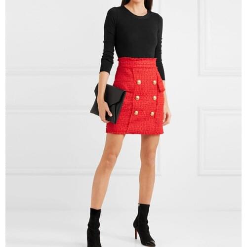 European New High quality and American explosive autumn winter lion buckle tassel wool skirt half skirt