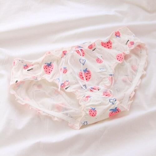 New Pink Teenage Underwear Strawberry Underpants Young Girl Briefs Comfortable Cotton Panties Kids Underwear A301
